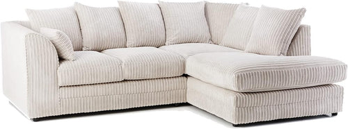 Cream Corner Sofa 3-4 Seater RH | Soft Cord L Shape | Deep Seats | UK Made