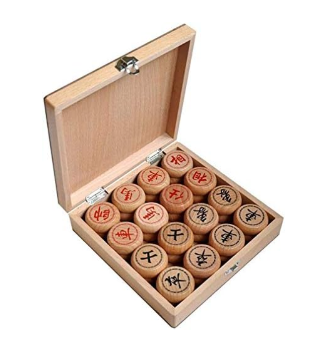Wooden Xiangqi Travel Chess Set Beech Box 4cm Pieces