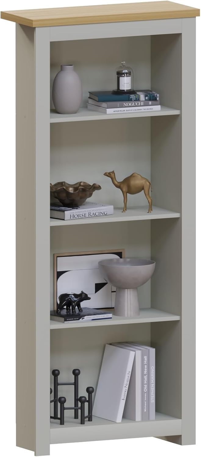 4 Tier Grey Oak Ladder Bookcase – Modern Display Storage Shelf Unit 140cm