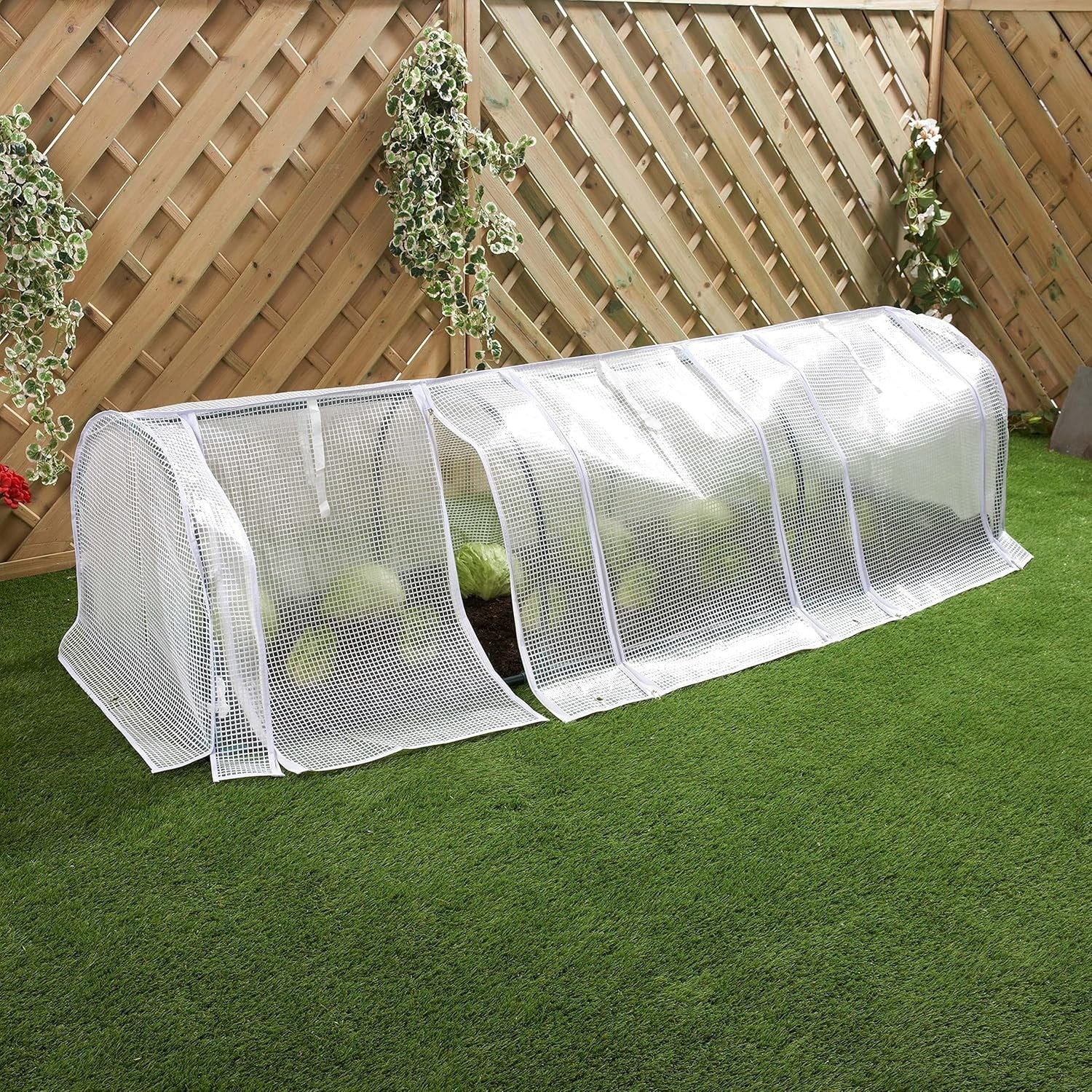 Polytunnel Greenhouse 3 Section with PE Mesh Cover & Steel Frame for Garden