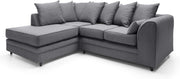 Dark Grey L Shape Corner Sofa 3 Seater Brushed Cotton Fabric Deep Cushions