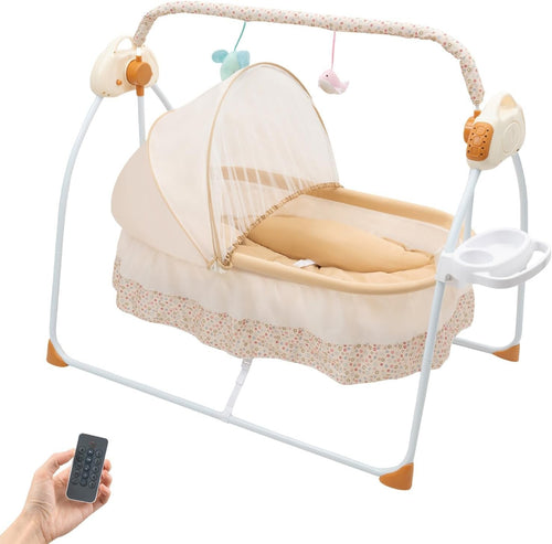 Electric Baby Crib Cradle Auto Swing Bed with Remote & Music