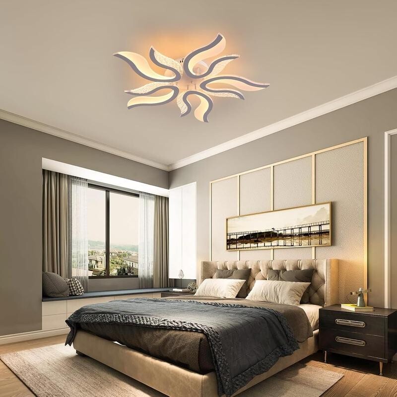 Flame Shape LED Ceiling Light 50W Dimmable Remote 3 Colour Modern Fixture