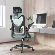 Pink Ergonomic Office Chair Mesh High Back Lumbar Support Flip-Up Arms Headrest