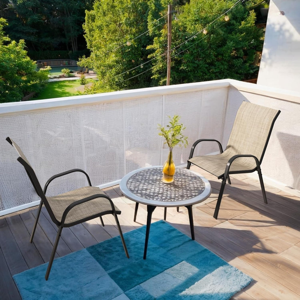 6x Stackable Garden Patio Chairs Outdoor Metal All-Weather Furniture Set