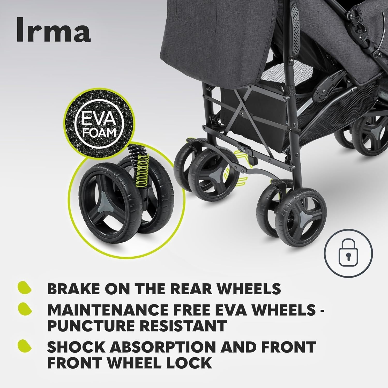Foldable Baby Pram Lie Flat, Rotating Handles, Lightweight 7kg Travel