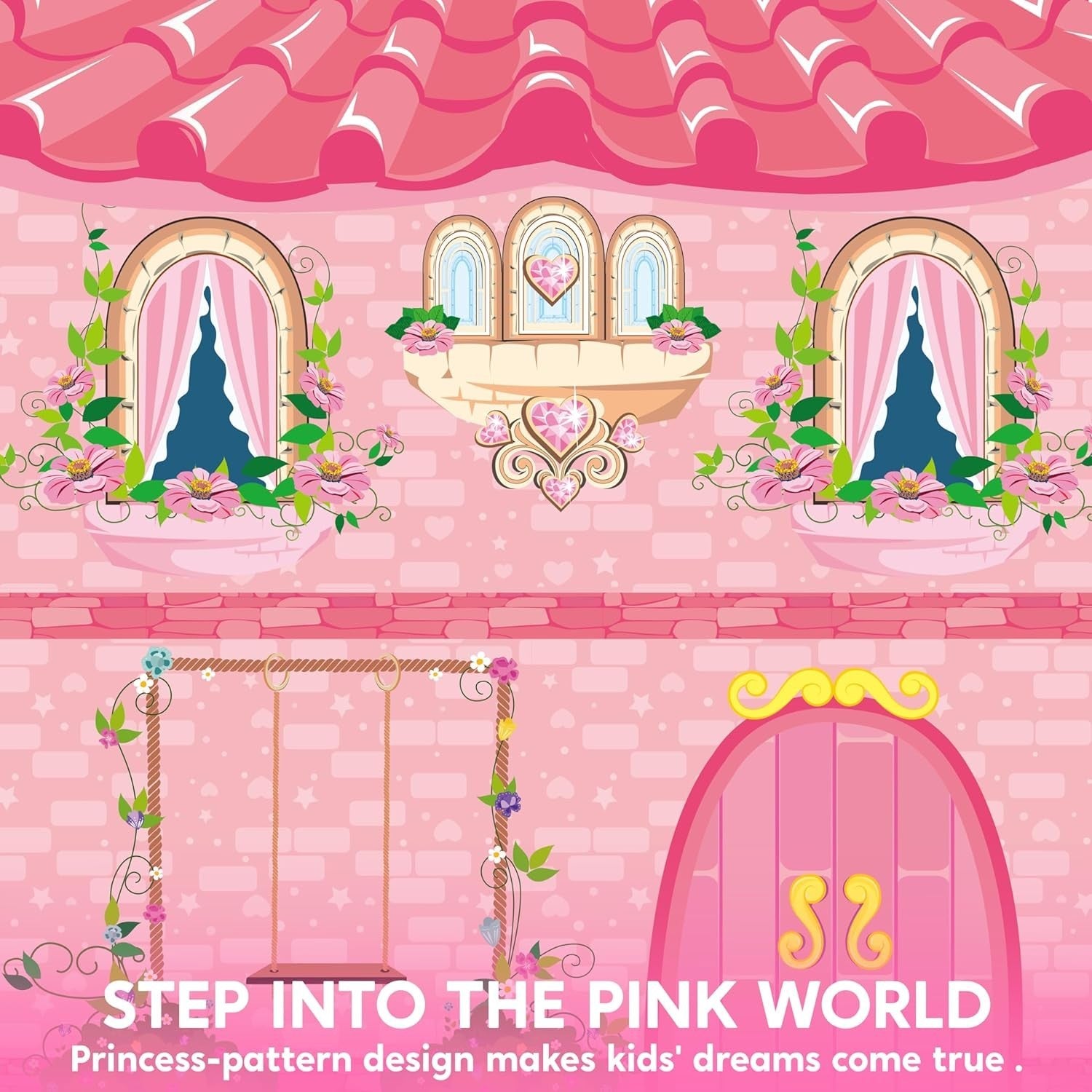 Pink Princess Castle Play Tent Kids Pop Up Indoor Outdoor Playhouse