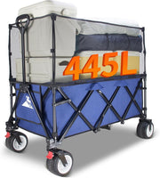 445L Extra Large Folding Wagon Heavy Duty All-Terrain Cart w/ Canopy & Brakes