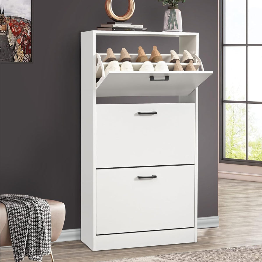 Space-Saving 3 Drawer Shoe Cabinet with Adjustable Shelves & Top Storage