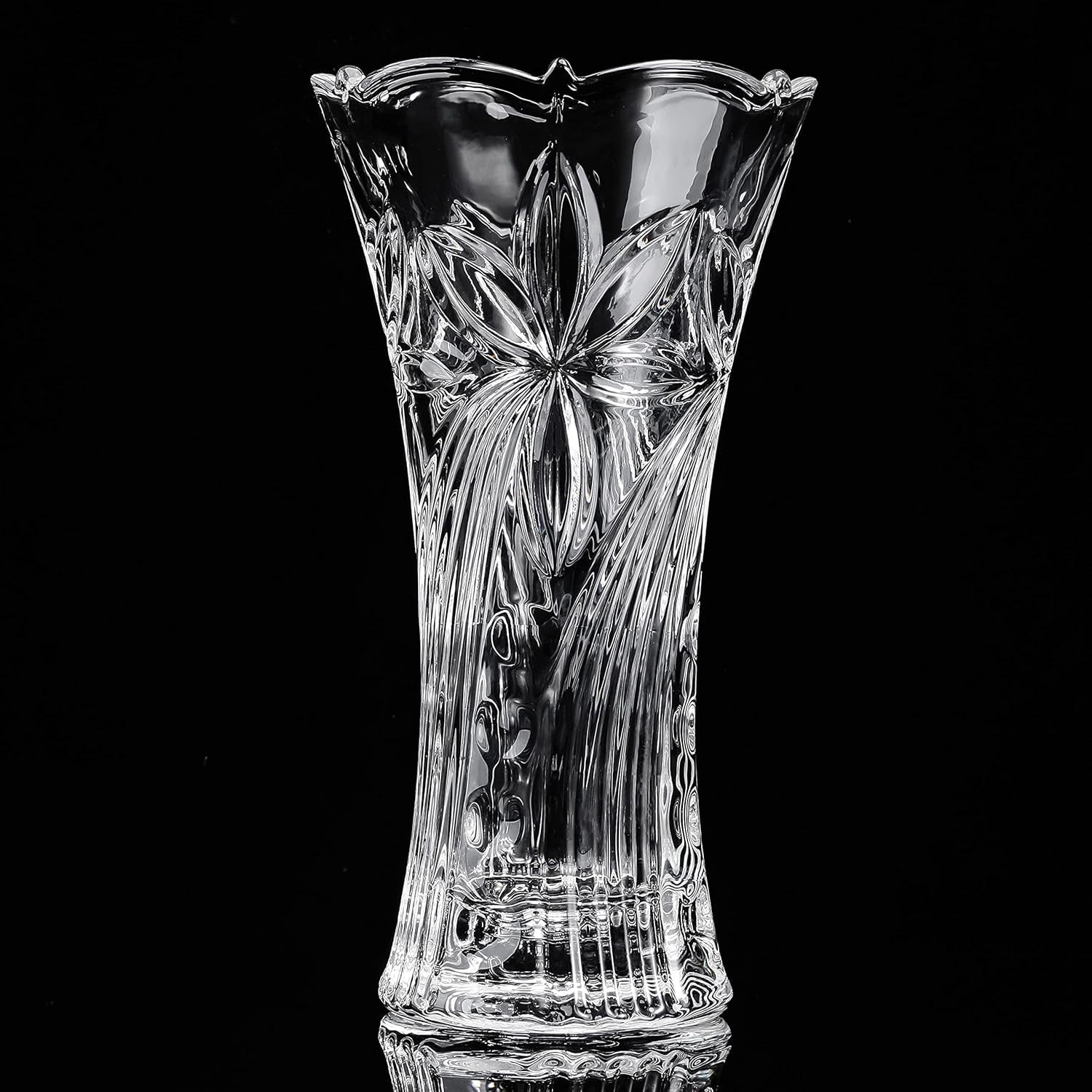 Crystal Glass Vase 30cm Tall Elegant Flower Vase for Home Decor Gift