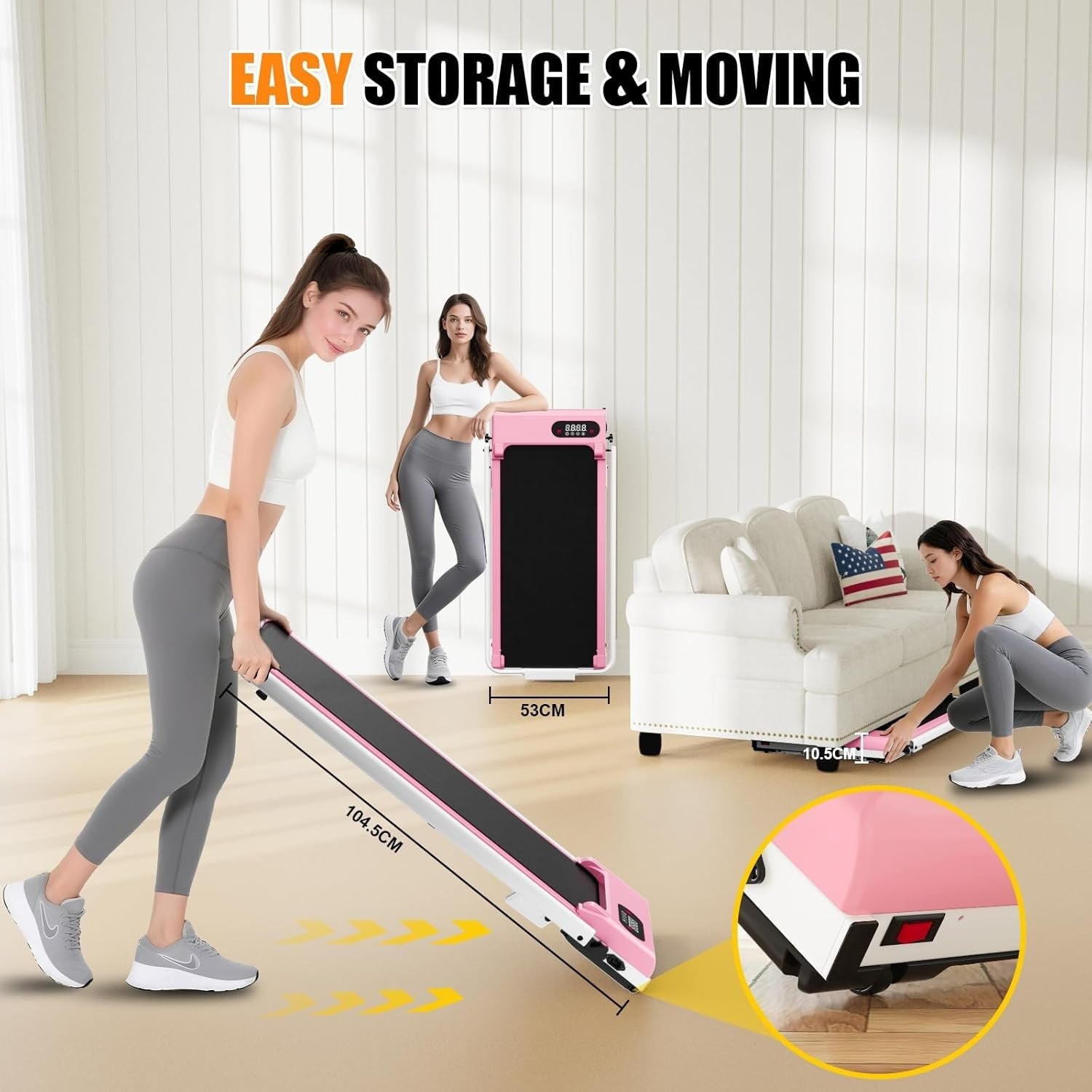 Foldable 3-in-1 Walking Treadmill with Incline, Under Desk Home Gym 8KM/H