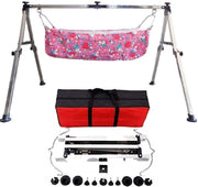 Foldable Baby Cradle Swing Stainless Steel Frame with Storage Bag Portable