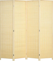 Natural 4 Panel Folding Room Divider 180x180cm Wooden Woven Privacy Screen