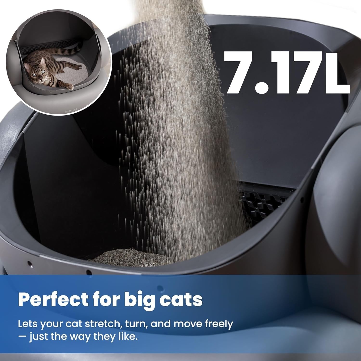 XXL Self Cleaning Cat Litter Box Open Top App Control Odour Free