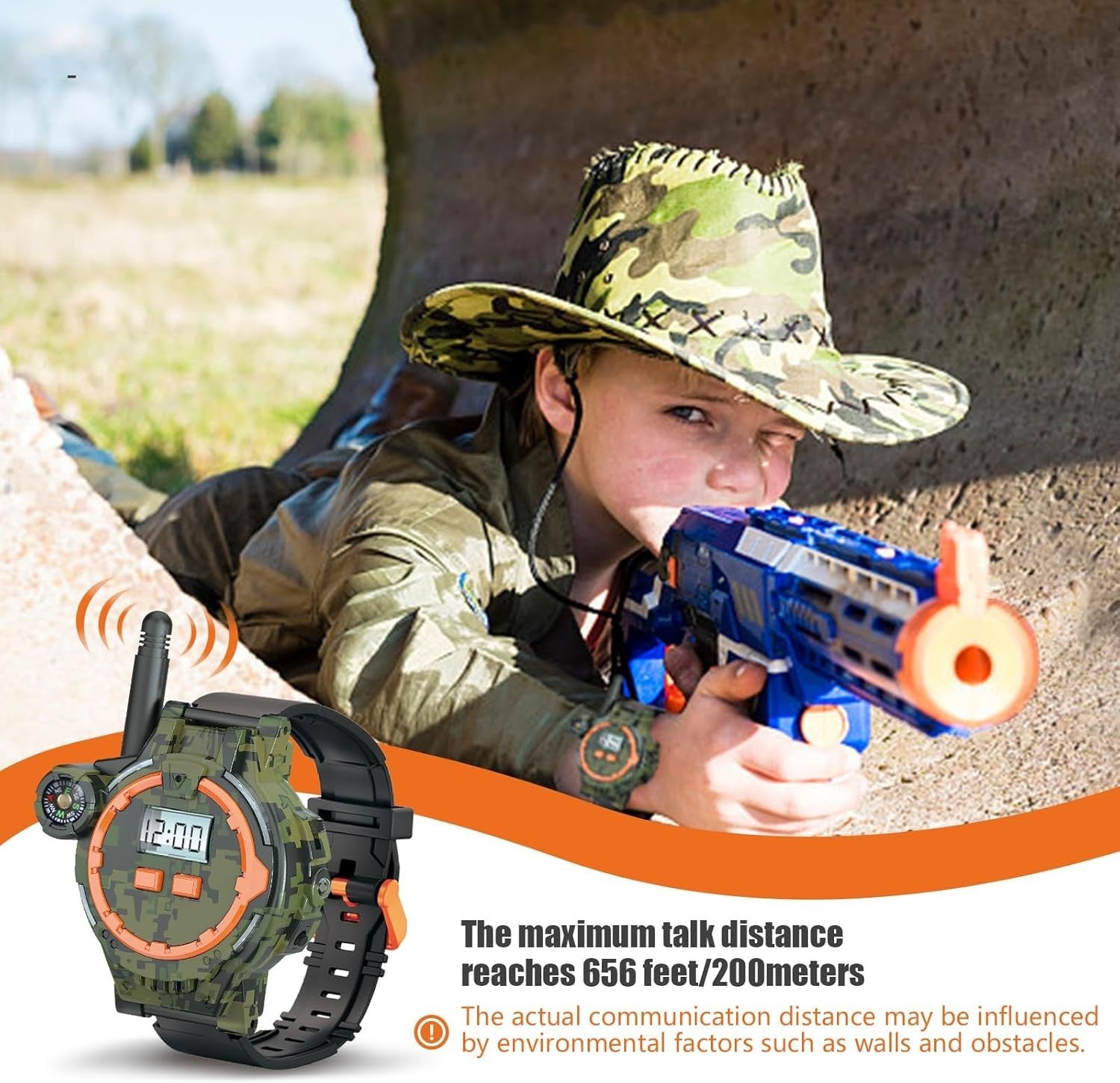 Kids Rechargeable Walkie Talkies 2 Pack Long Range Radio w Flashlight