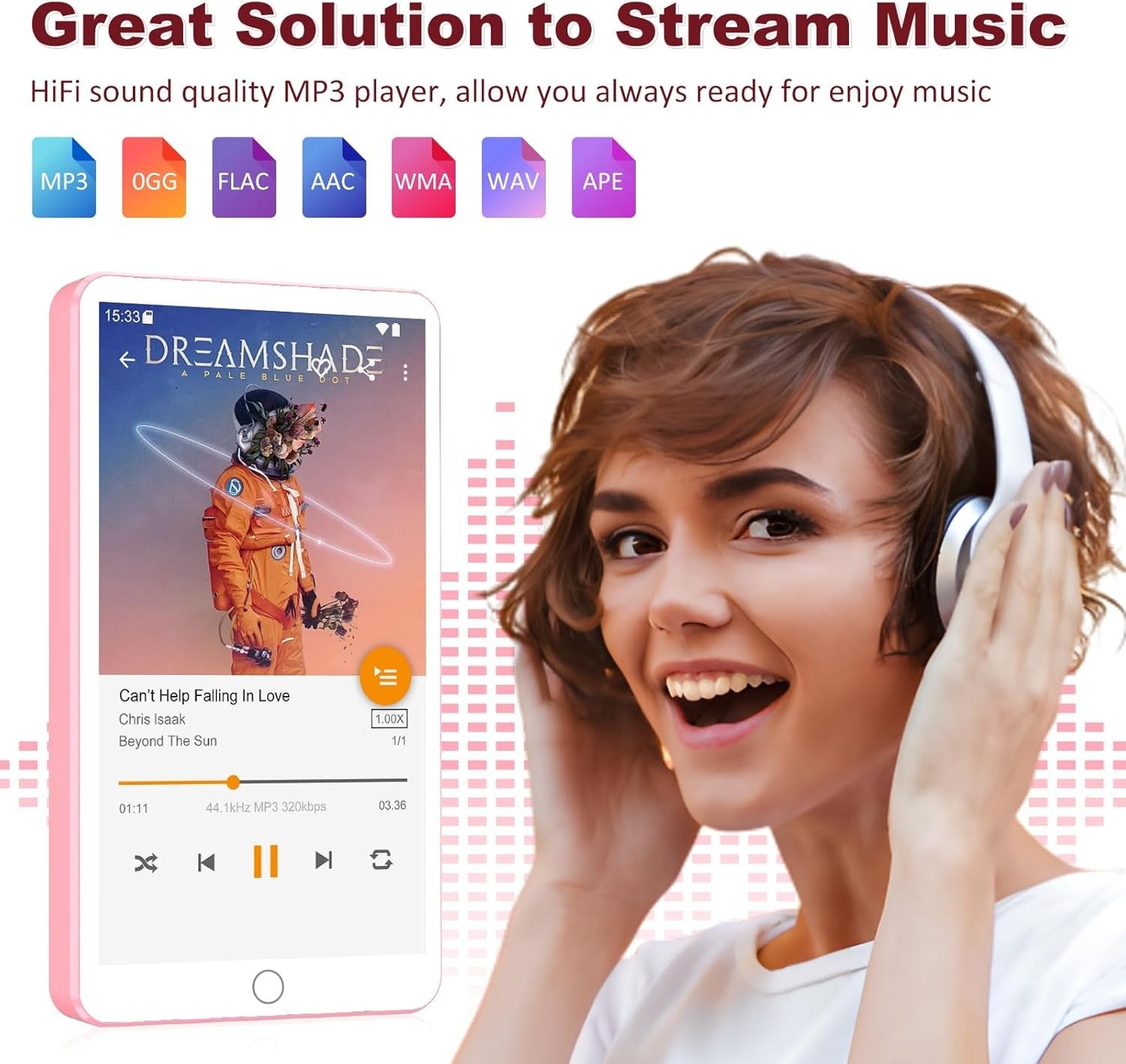 144GB MP3 MP4 Player Pink Bluetooth WiFi 4" Touchscreen