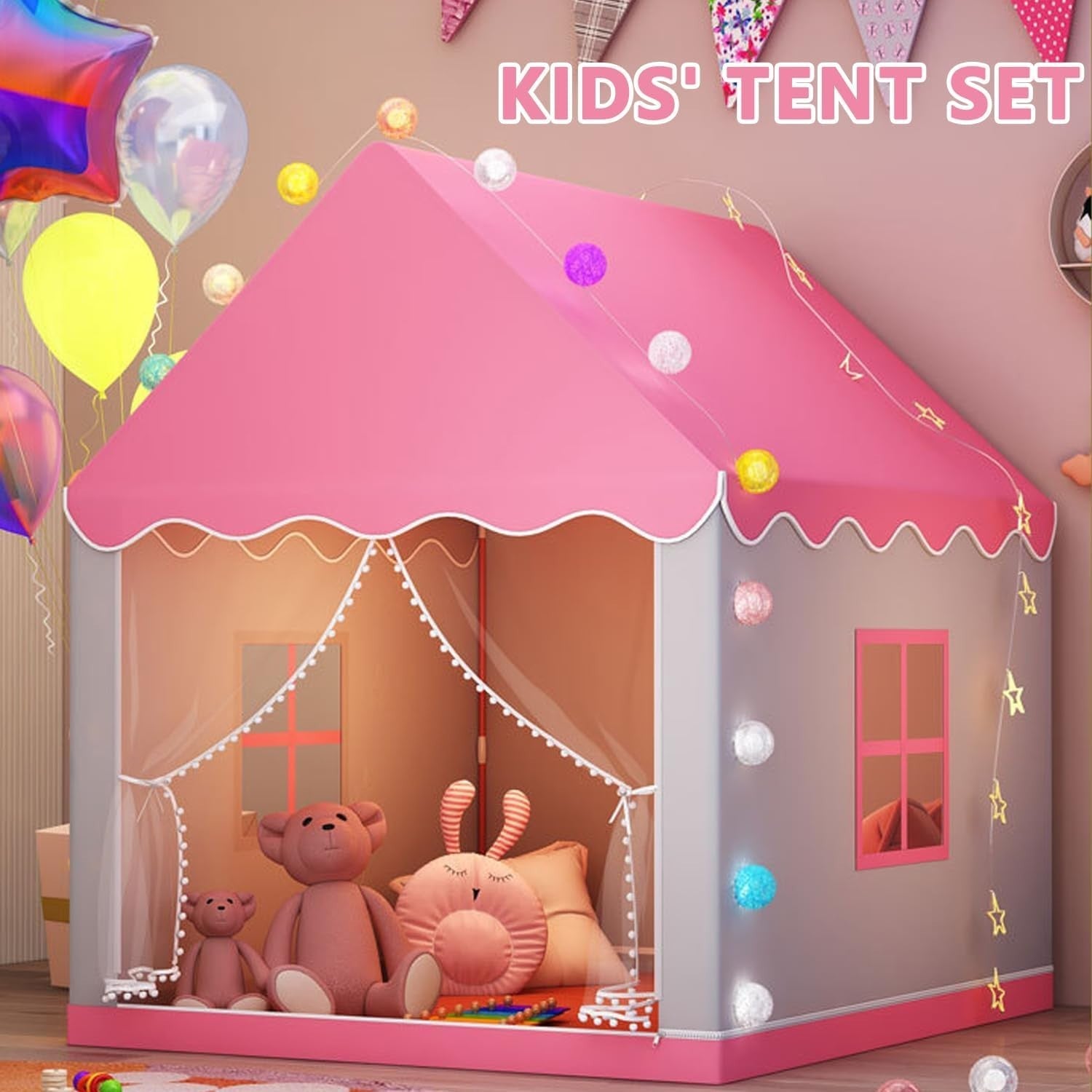 Large Princess Kids Play Tent Indoor w Lights Toddler Playhouse