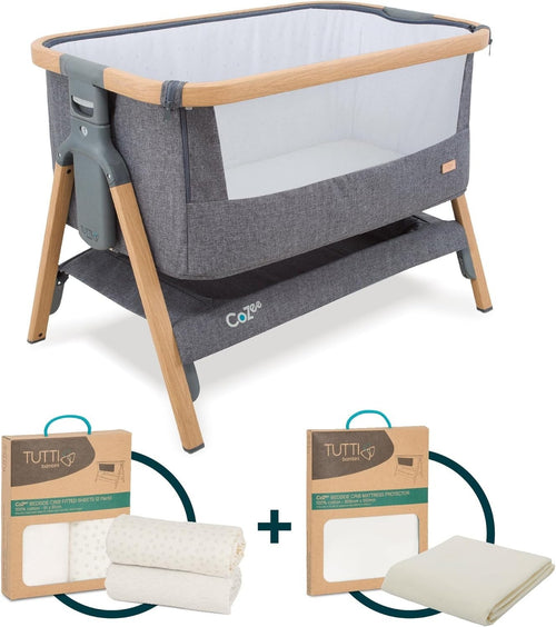 Foldable Baby Bedside Crib Co-Sleeper Cot with Mattress Travel Bag Bundle