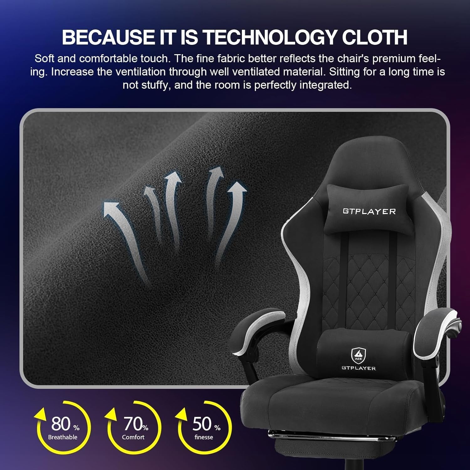 Gaming Chair PC Racing Seat Suede Fabric Tall Adult Recliner Office Desk Swivel