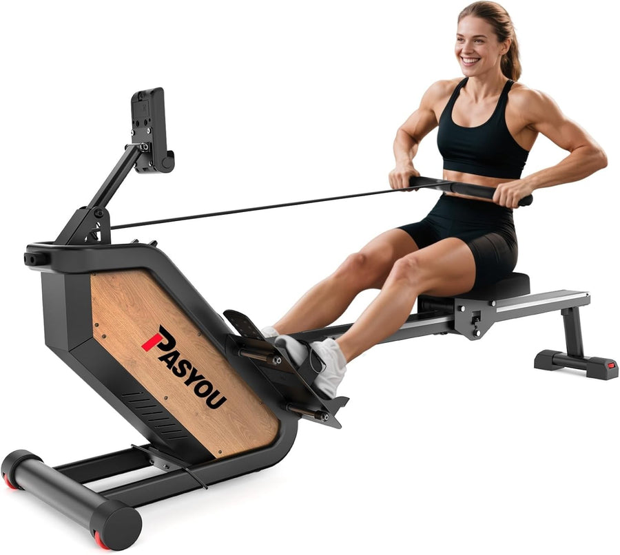 Magnetic Rowing Machine Quiet Resistance LCD App Home Rower 158KG Capacity