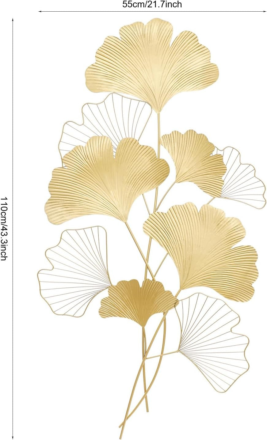 Gold Ginkgo Leaf Metal Wall Art Luxury Decor