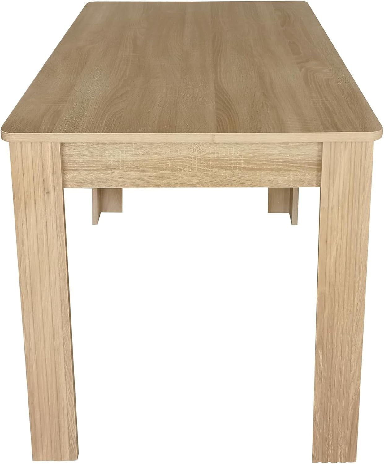 Oak Dining Table Modern Rectangular 4 Seater Sturdy Easy Assembly 116cm