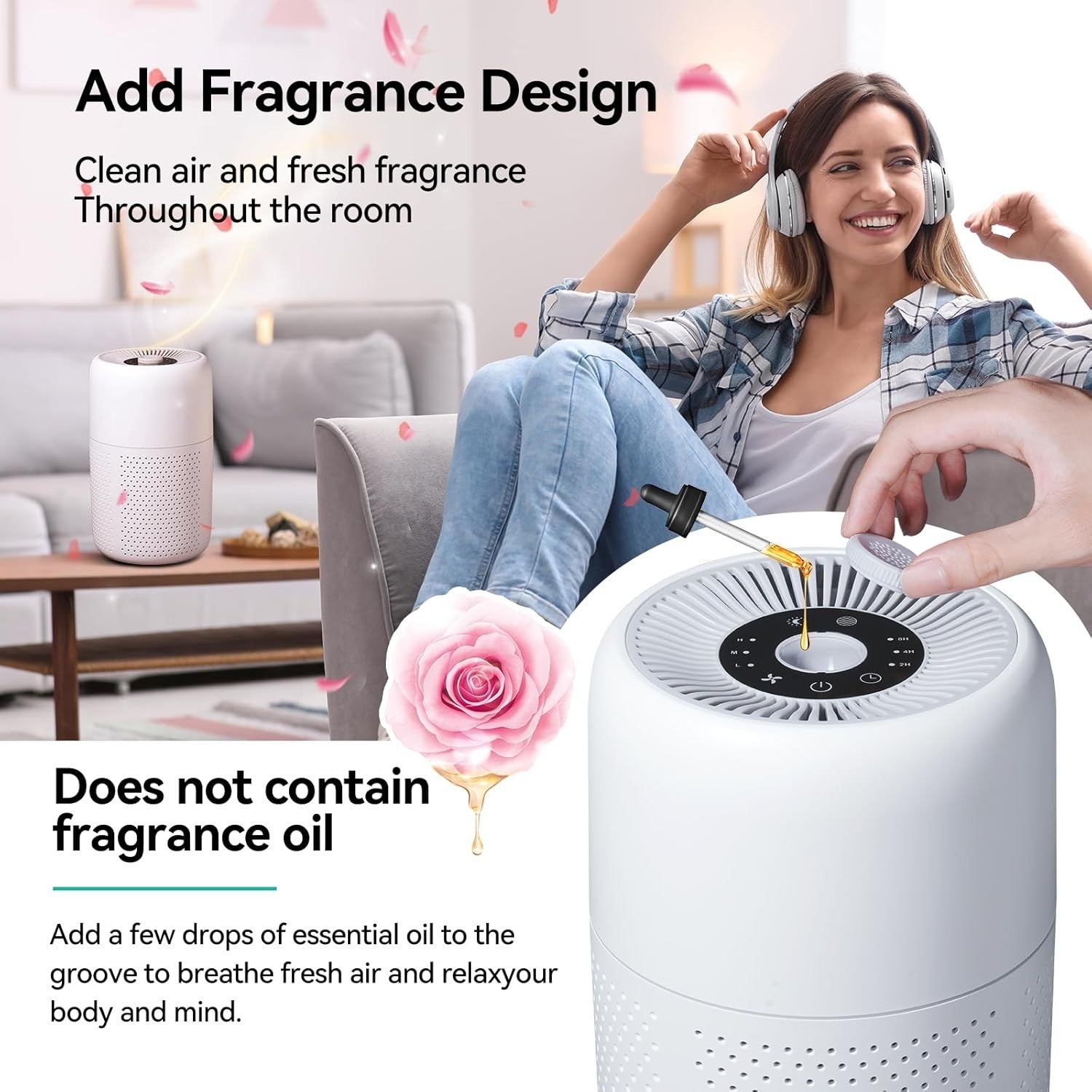 2 Pack H13 HEPA Air Purifier Bedroom Essential Oil Night Light Quiet