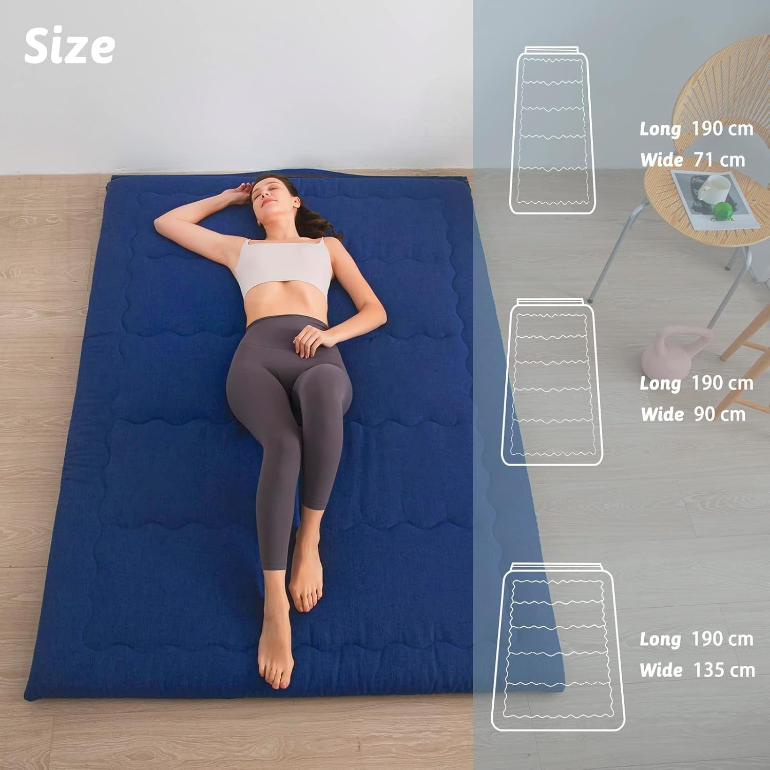 Foldable Foam Futon Mattress Single Bed Hypoallergenic Portable Pad