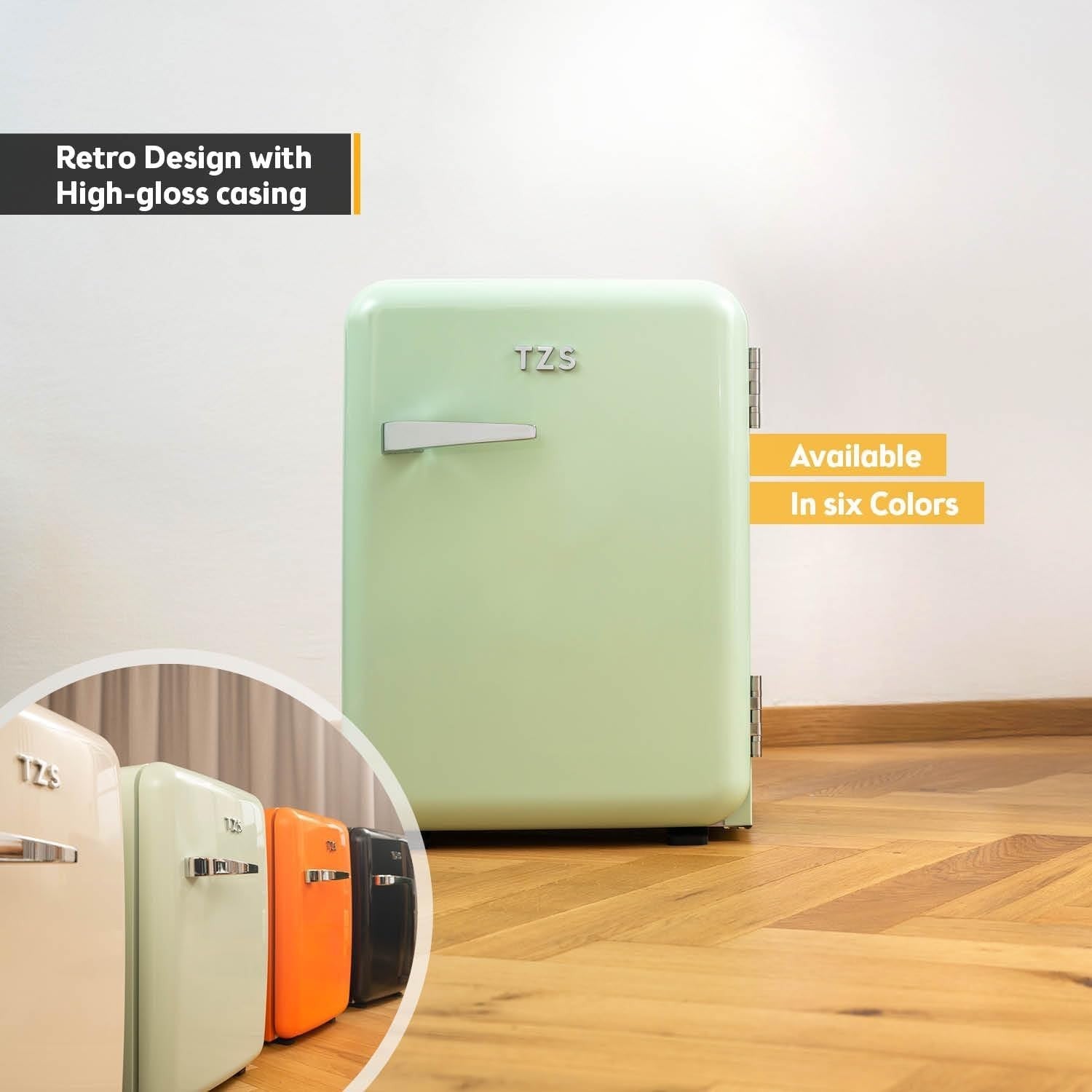 40L Retro Mini Fridge Silent Frost-Free LED Interior Freestanding Turquoise