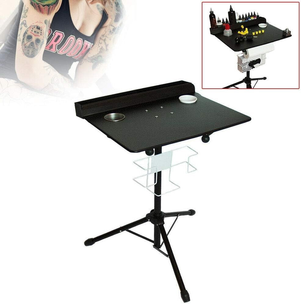 Tattoo Workstation Table Portable Adjustable Height Tripod Desk Tool Tray