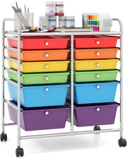 12 Drawer Rainbow Storage Cart Rolling12 Drawer Ra Organizer Trolley with Wheels