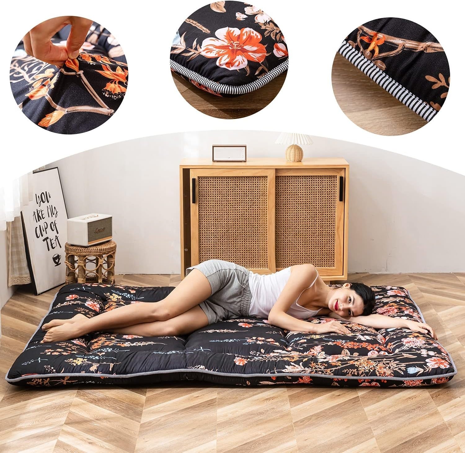 Japanese Floor Mattress Futon King Size Thick Tatami Pad Foldable Sleeping Mat
