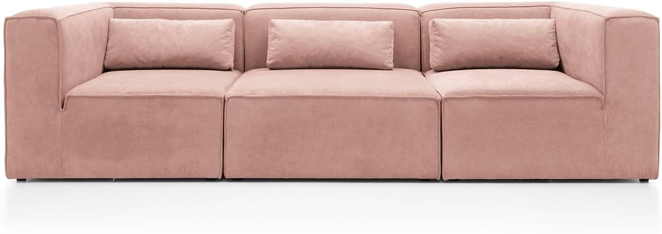 4 Seater Modular Sofa Pink Cord Chenille | Comfy, Space-Saving, Modern Style