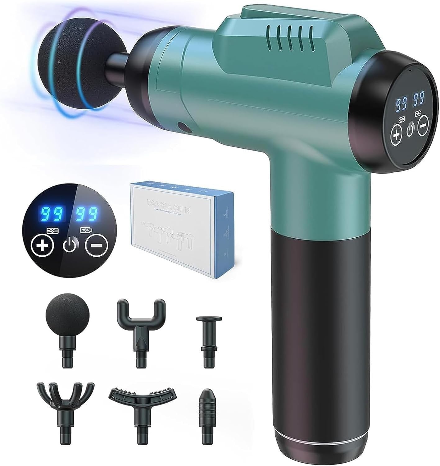 Deep Tissue Massage Gun Percussion Muscle Relief LCD Touch 99 Speeds 6 Heads