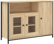 Modern Sideboard Cabinet Oak Wood | Storage Unit for Living Room 100cm
