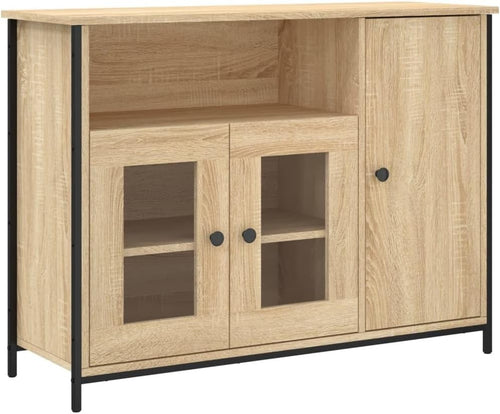 Modern Sideboard Cabinet Oak Wood | Storage Unit for Living Room 100cm