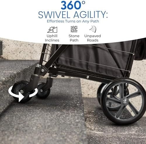 Compact Foldable Shopping Trolley Cart 32kg Capacity with 360° Wheels