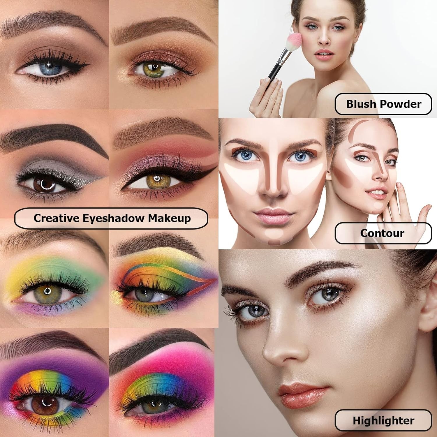 86 Color Eyeshadow Palette Makeup Set With 15 Brushes Matte Glitter