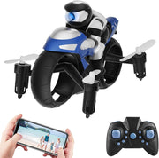 OBEST 2-in-1 Mini Drone & Flying Motorbike RC Toy with Camera, 2 Batteries