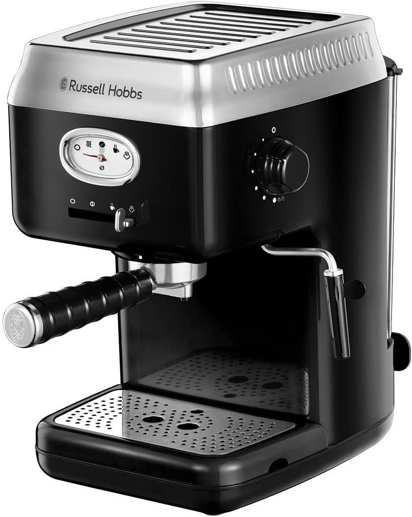 Retro 15 Bar Espresso Coffee Machine Milk Frother 1L Tank Barista Maker Black