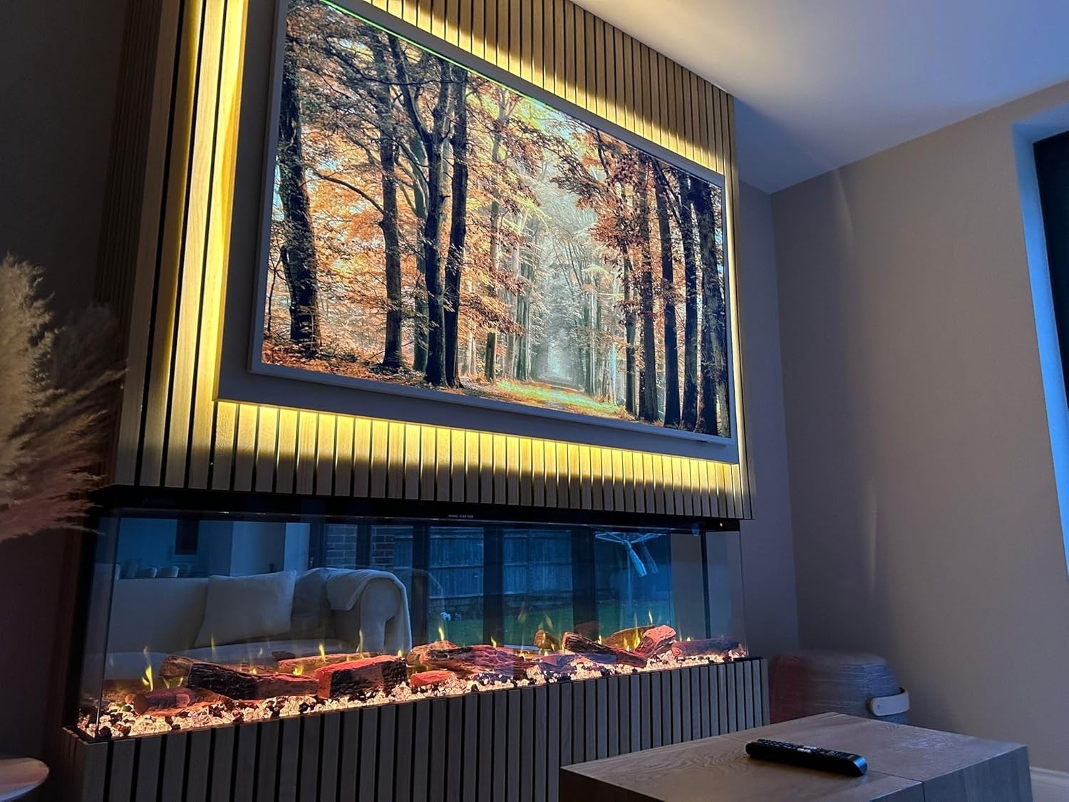 60" 3-Sided Built In Electric Fireplace Wall Mount Media Feature LED
