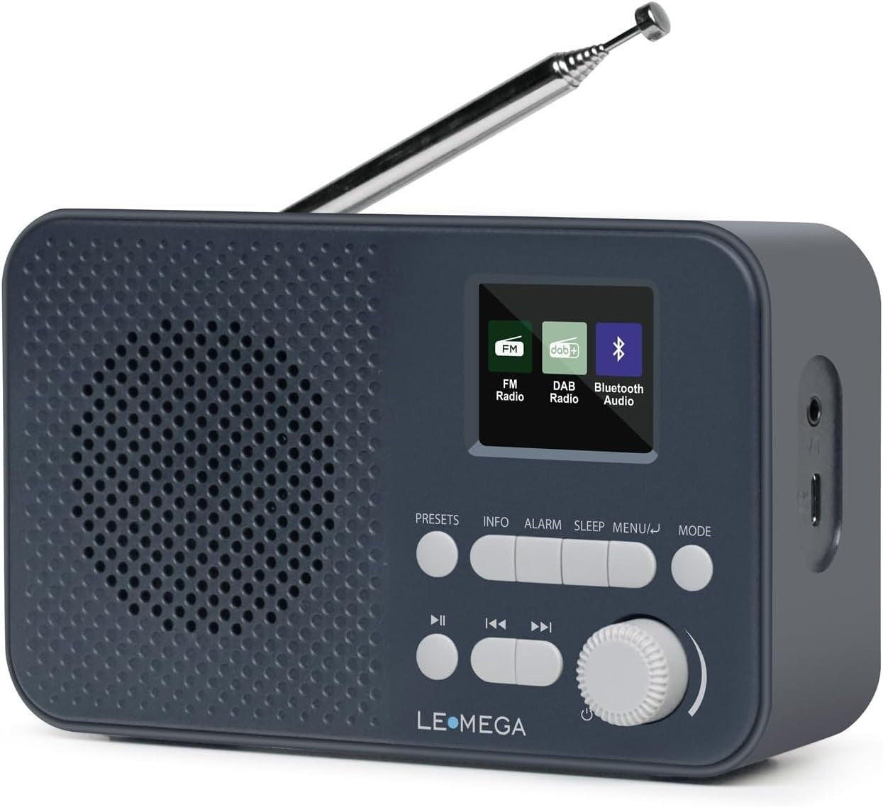Portable DAB+ FM Radio Bluetooth Alarm Clock 15Hr Battery Colour