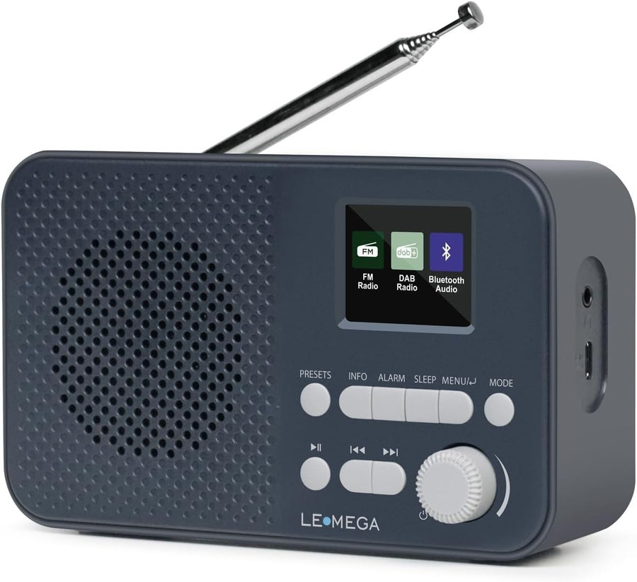 Portable DAB+ FM Radio Bluetooth Alarm Clock 15Hr Battery Colour