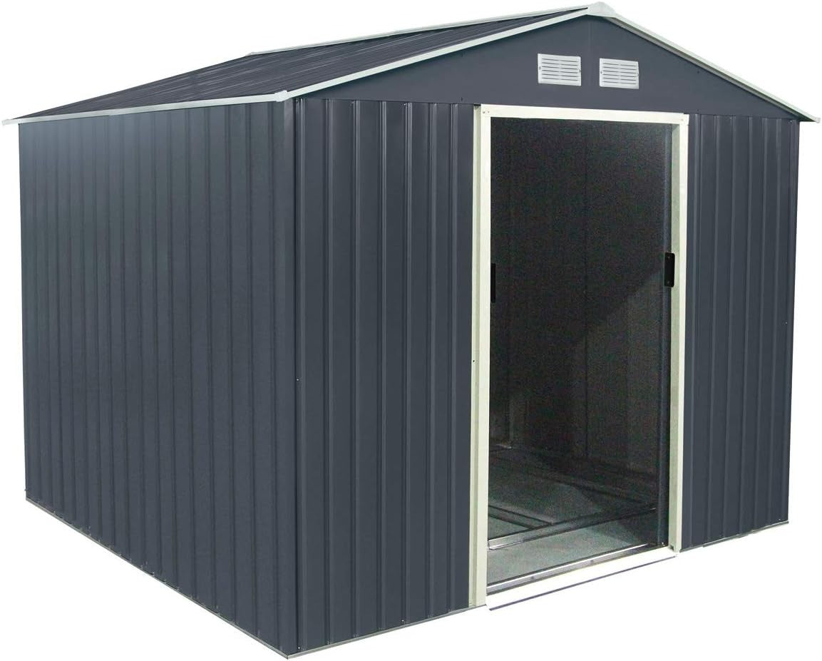 9x6FT Metal Garden Shed Outdoor Storage House with Lockable Sliding Door & Vents
