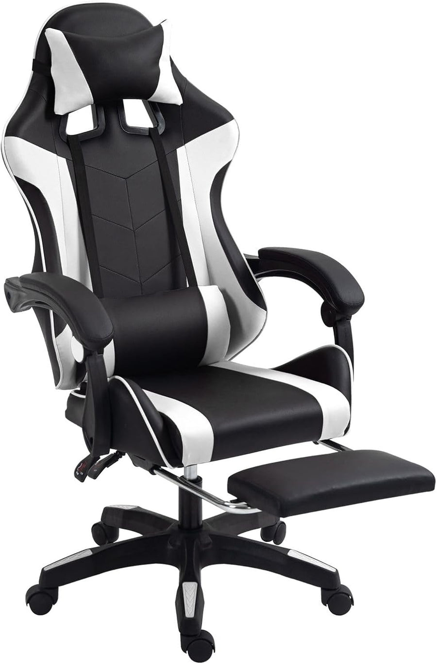 Ergonomic Gaming Chair Reclining Footrest Swivel PU Leather