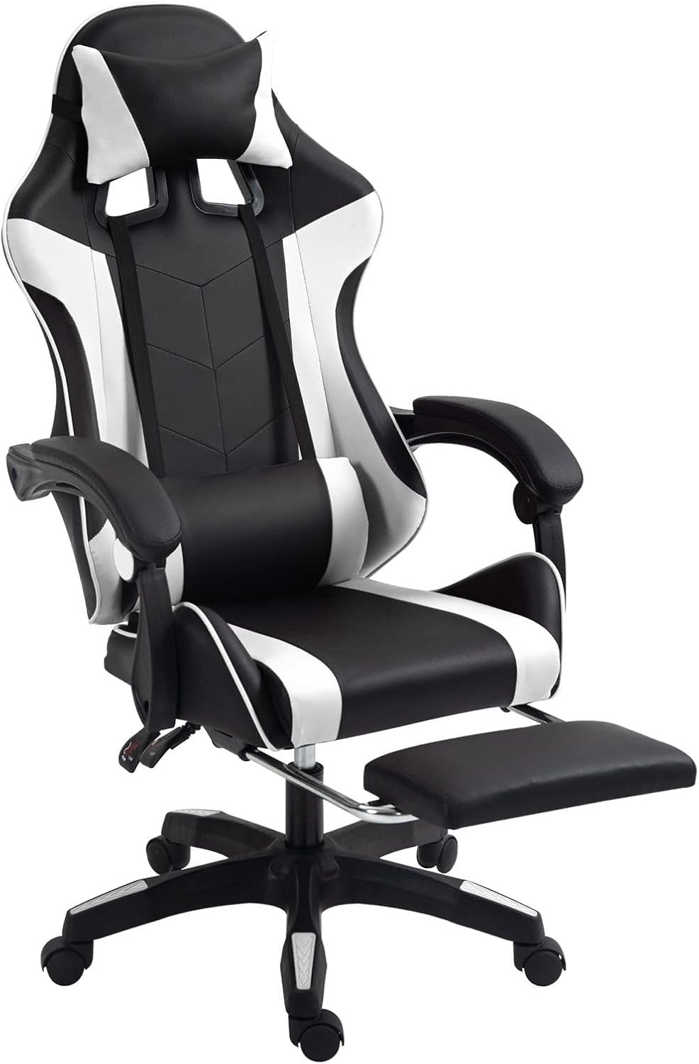 Ergonomic Gaming Chair Reclining Footrest Swivel PU Leather