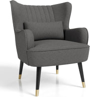 Teddy Fleece Armchair with Cushion Lounge Wing Back Chair for Living Room