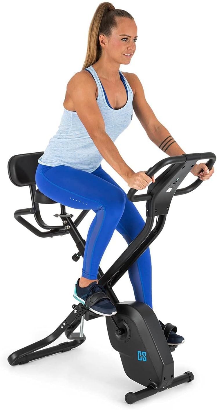 Foldable Exercise Bike w/ LCD Monitor, 8 Resistance Levels & Adjustable Seat