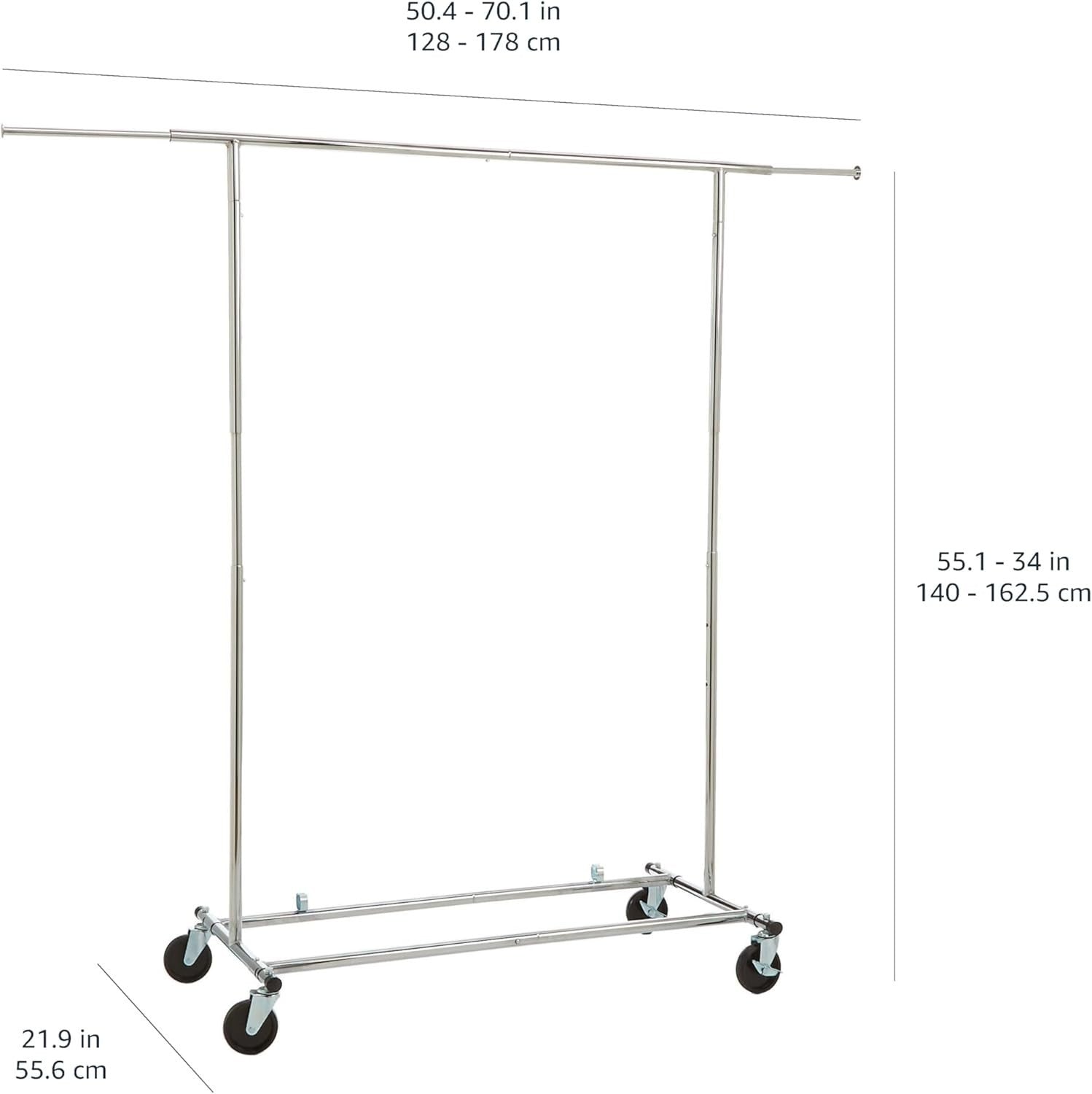 Chrome Garment Rack Heavy Duty Extendable with Wheels