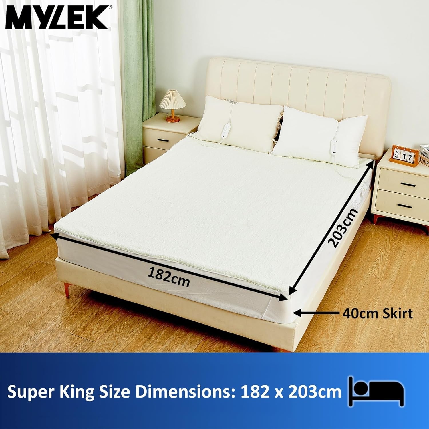Super King Electric Underblanket Dual Control Fitted Mattress Cover Fast Heat